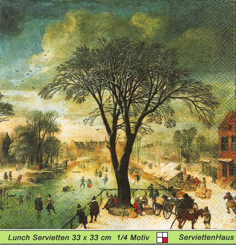 Fritzwilliam Museum - Schlittschuh laufen auf dem Fluß - 1 Lunch Serviette